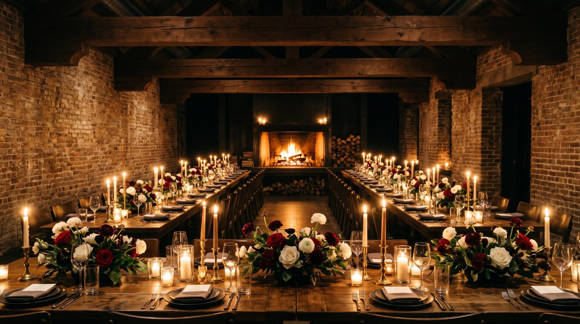 The whole restaurant, set for a private dinner